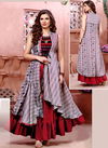 Gray And Maroon Colour PURATTI Arya Designer Fancy Heavy Festive Wear Poli Rayon Printed Stylish Gown Collection PURATTI 04